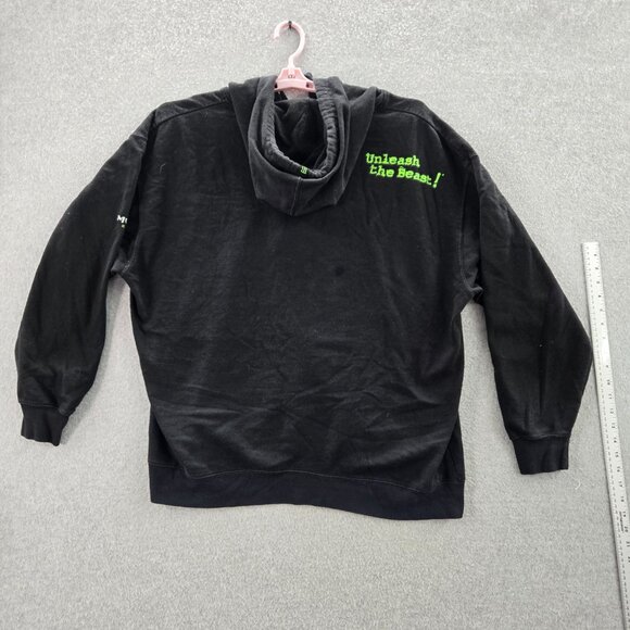 VINTAGE Monster Men Sweatshirt XL Black Hoodie Unleash The Beast Logo Y2K READ - Picture 5 of 11